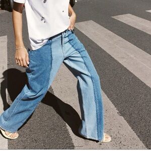 Zara patchwork high rise jeans